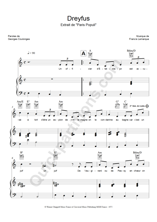 Partition Piano Dreyfus - Paris populi