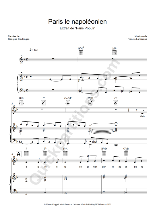 Partition Piano Paris Le Napol�onien - Paris populi