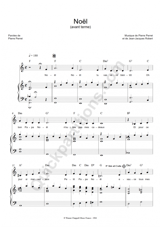 Partition piano chant noel