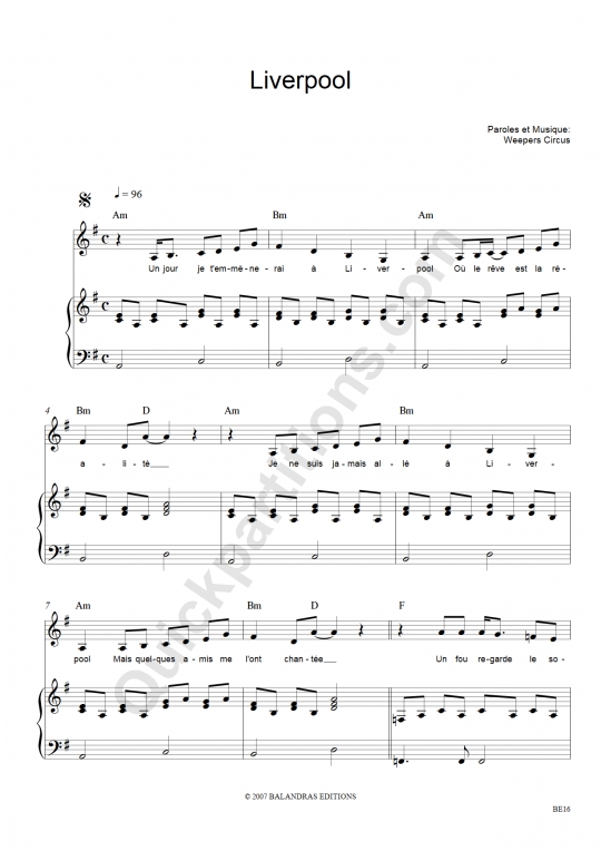 Liverpool Piano Sheet Music - Weepers Circus