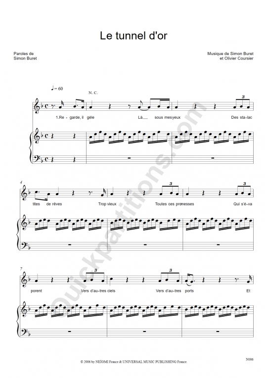 Le tunnel d'or Piano Sheet Music - AaRON