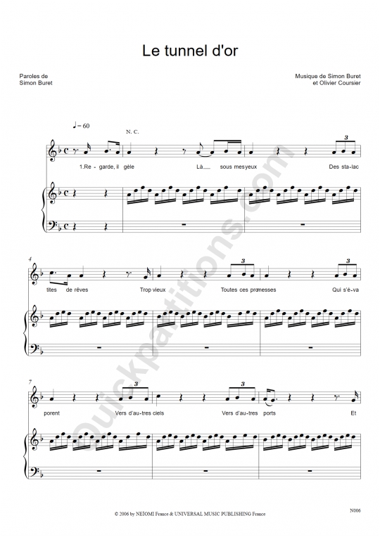 Partition piano Le tunnel d'or - AaRON