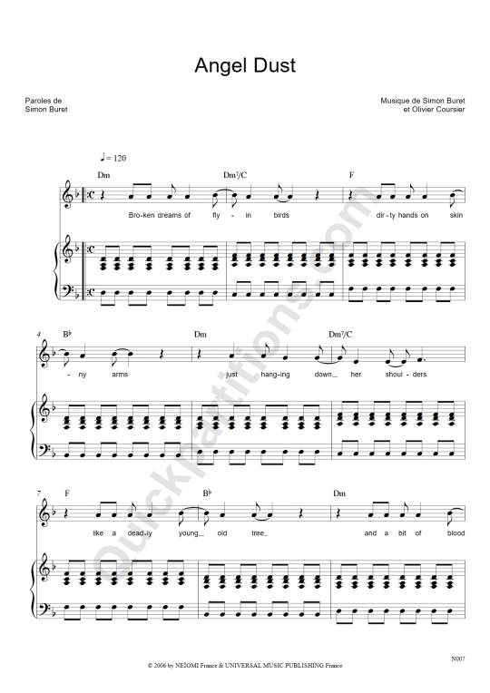 Partition piano Angel Dust - AaRON