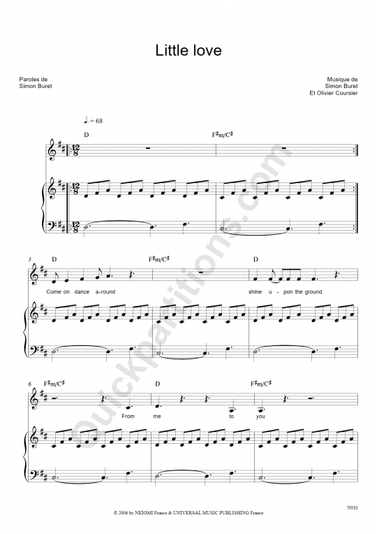 Partition piano Little Love - AaRON