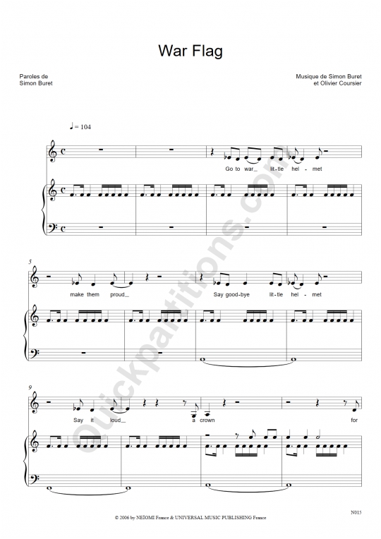 Partition piano War Flag - AaRON