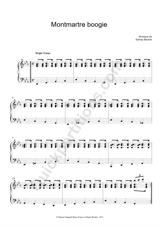 Montmartre boogie Piano Sheet Music - Sidney Bechet