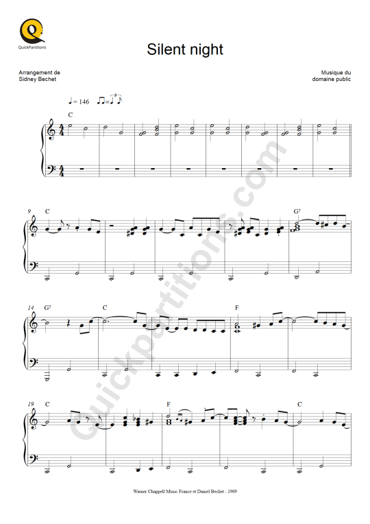 Silent Night Piano Sheet Music - Sidney Bechet