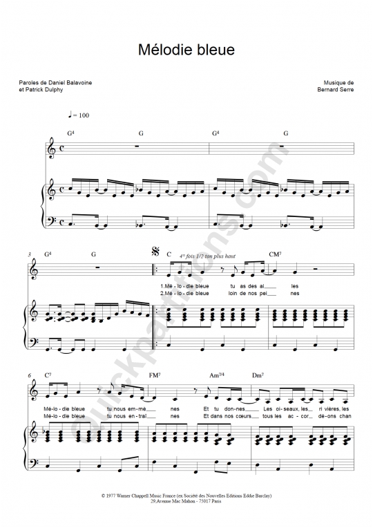 Mélodie bleue Piano Sheet Music - Catherine Ferry