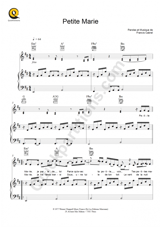 partition guitare petite marie