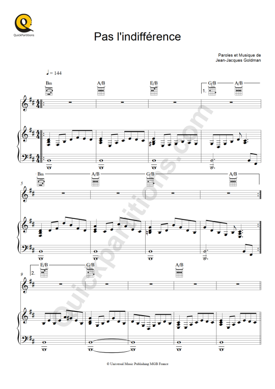 indifference - PDF free sheet music