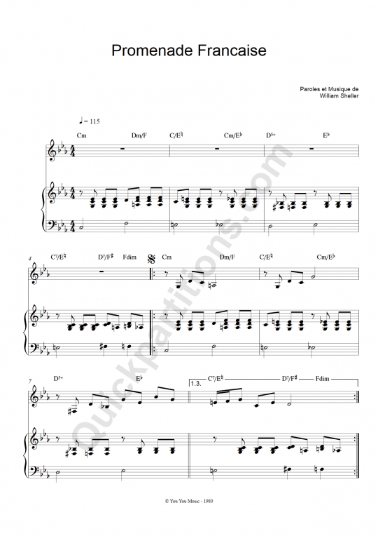 Promenade française Piano and Solo Instrument Sheet Music - William Sheller