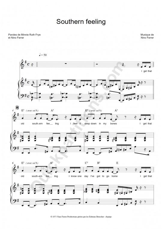 Partition piano Southern Feeling - Nino Ferrer