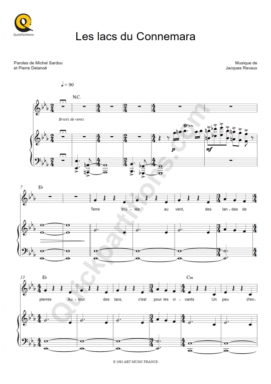 Les lacs du Connemara Piano Sheet Music - Michel Sardou