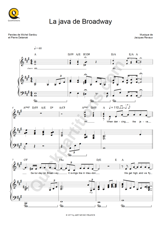 Partition piano La java de Broadway - Michel Sardou