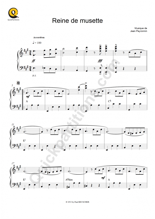 Reine de musette Accordion Sheet Music - Yvette Horner