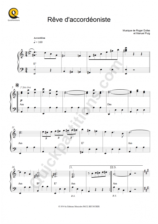 Partition accordéon Rêve d'accordéoniste - Yvette Horner