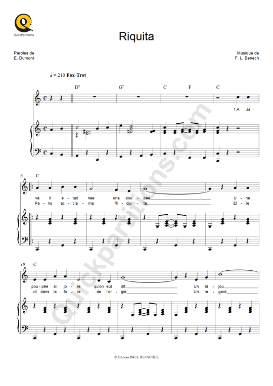 Riquita Piano Sheet Music - Georgette Plana