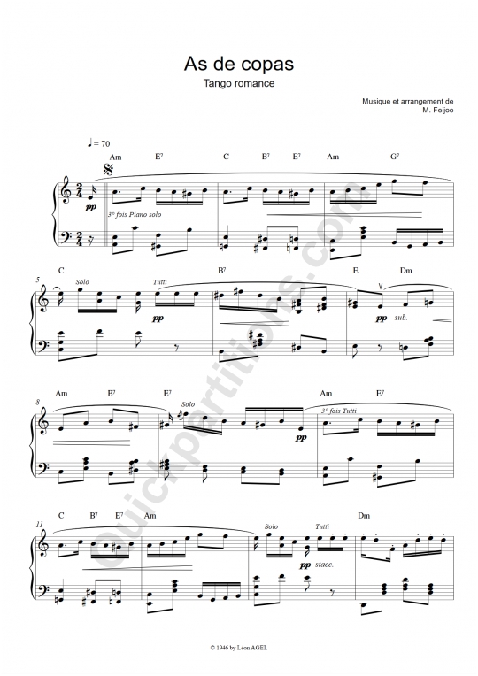 As de copas Accordion Sheet Music - Jo Privat