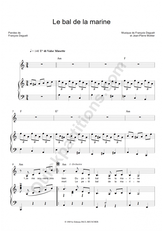 Le bal de la marine Piano Sheet Music - Francois Deguelt