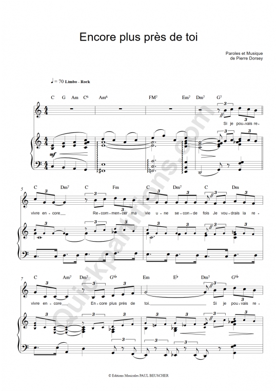 Partition Piano Encore Plus Près De Toi - Nana Mouskouri (Partition ...