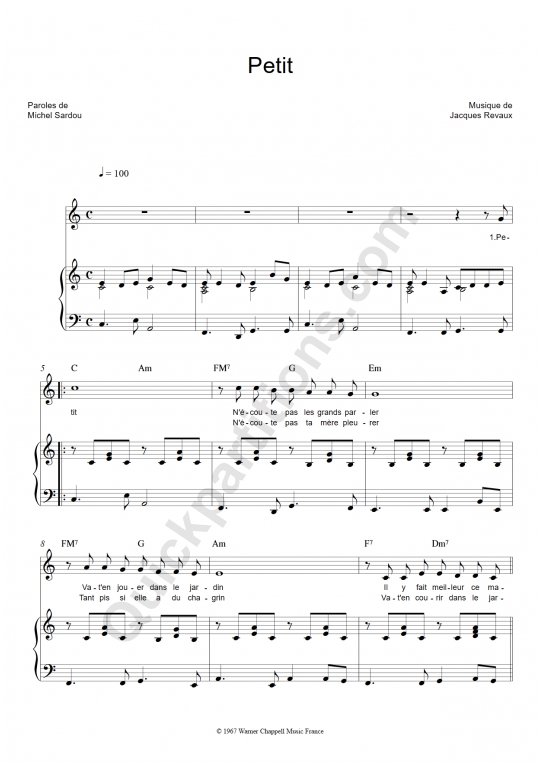 Petit Piano Sheet Music - Michel Sardou