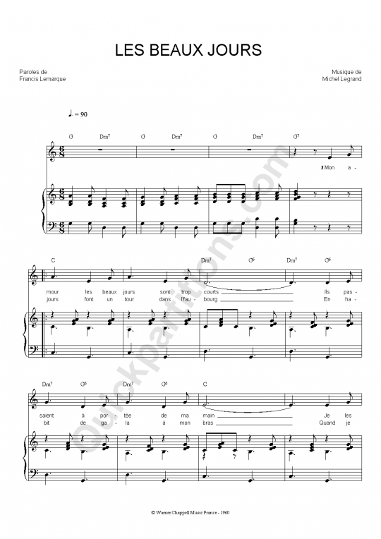 Les Beaux Jours Piano Sheet Music - Francis Lemarque