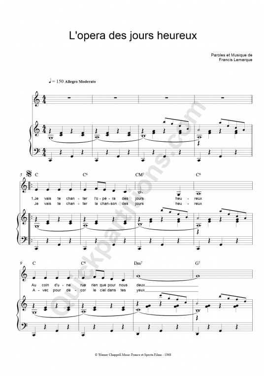 L'opéra des jours heureux Piano Sheet Music - Francis Lemarque