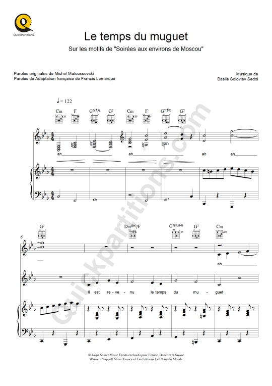 Partition Piano Le Temps Du Muguet Francis Lemarque Partition Digitale