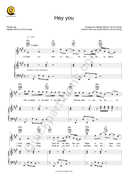 Partition piano Hey You - Pony Pony Run Run