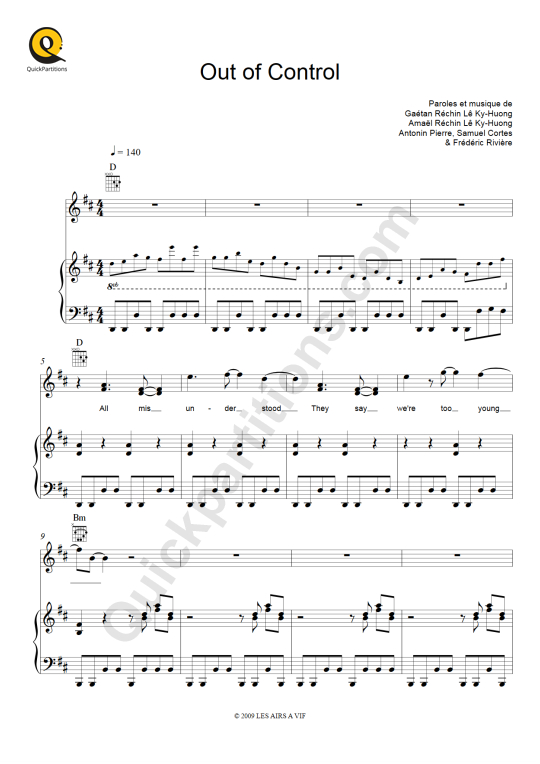 Out Of Control Piano Sheet Music - Pony Pony Run Run