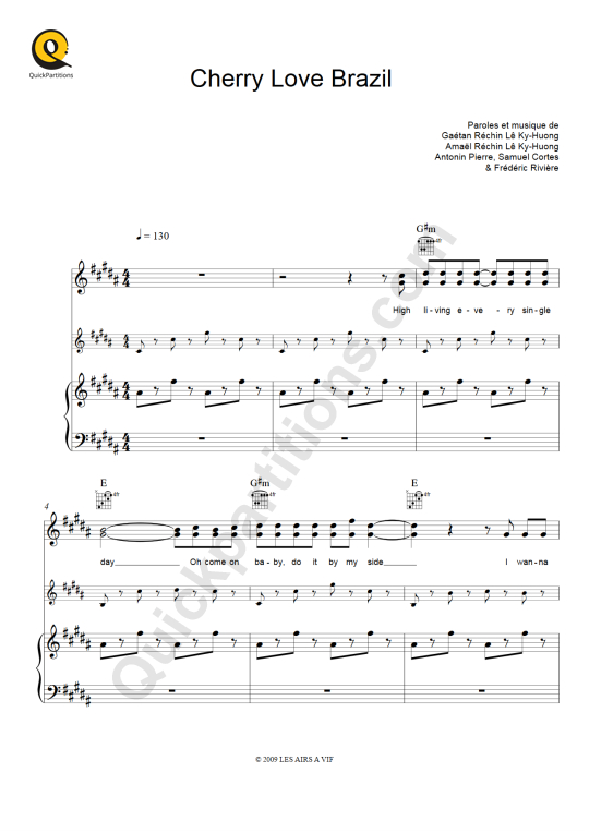 Cherry Love Brazil Piano Sheet Music - Pony Pony Run Run
