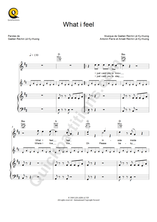 What I Feel Piano Sheet Music - Pony Pony Run Run
