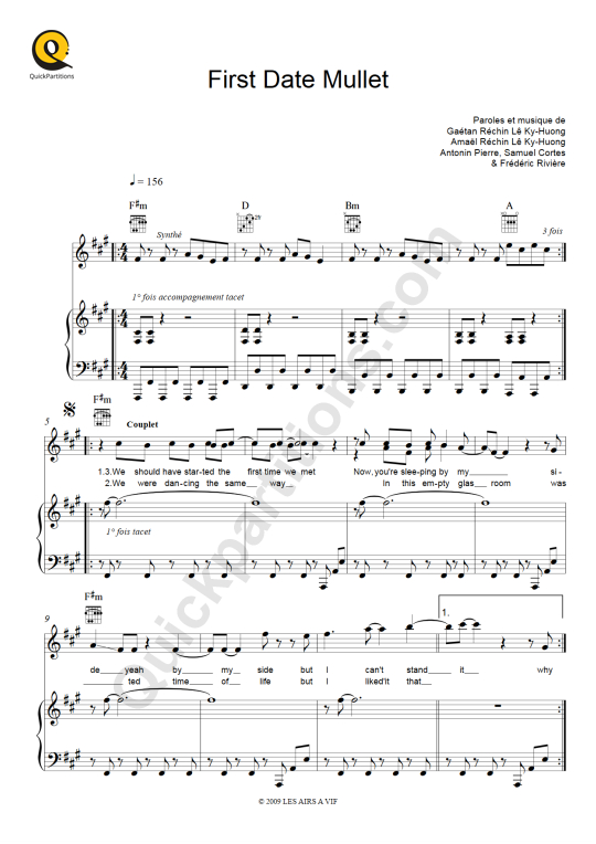 First Date Mullet Piano Sheet Music - Pony Pony Run Run