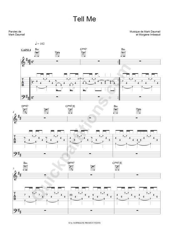 Tell Me Guitar Tab - Cocoon