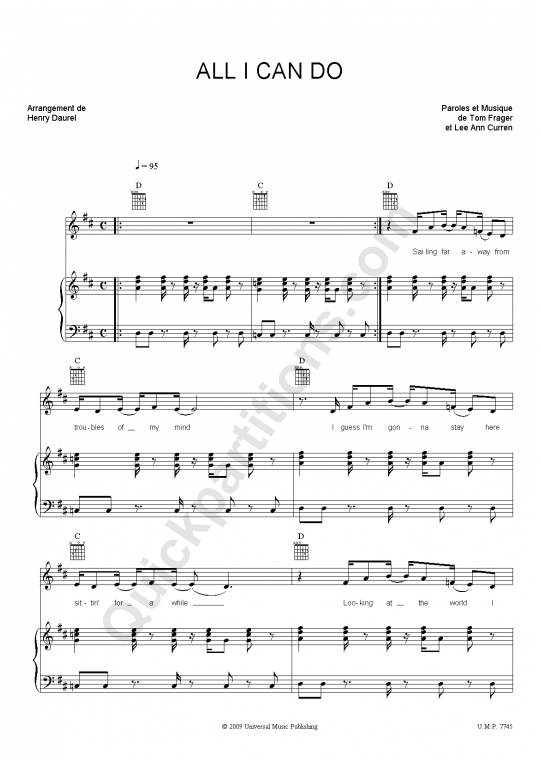 All I Can Do Piano Sheet Music - Tom Frager