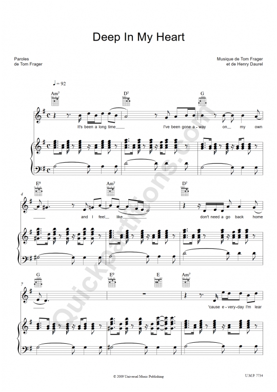 Deep In My Heart Piano Sheet Music - Tom Frager