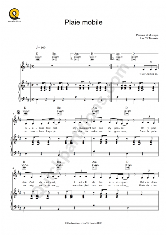 Plaie mobile Piano Sheet Music - Les Tit'nassels