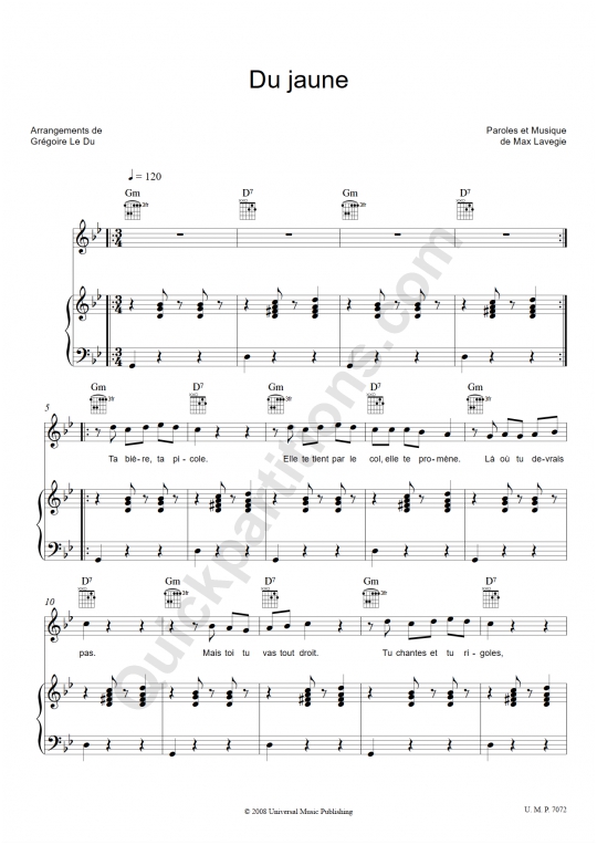 Partition piano Du jaune - Carmen Maria Vega