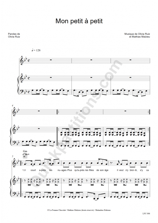 Mon petit à petit Piano Sheet Music - Olivia Ruiz