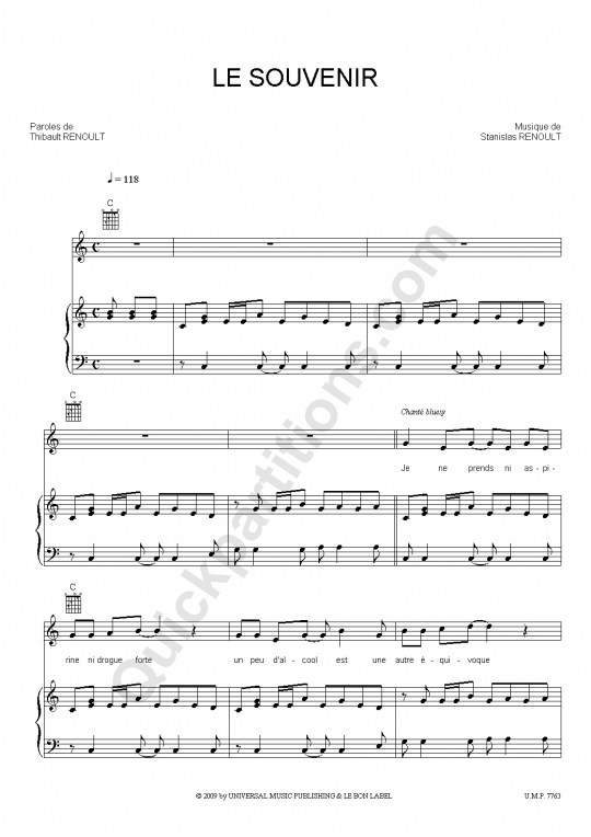 Le souvenir Piano Sheet Music - Stanislas