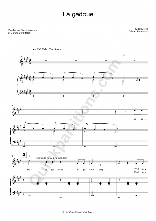 La gadoue Piano Sheet Music - Gérard Lenorman