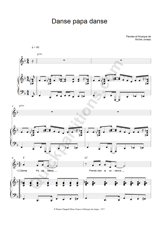 Partition piano Danse papa danse - Michel Jonasz