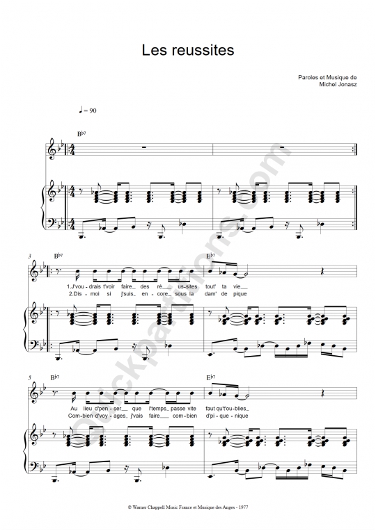 Partition piano Les Réussites - Michel Jonasz