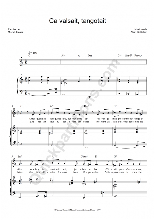 Ca valsait, tangotait Piano Sheet Music from Michel Jonasz