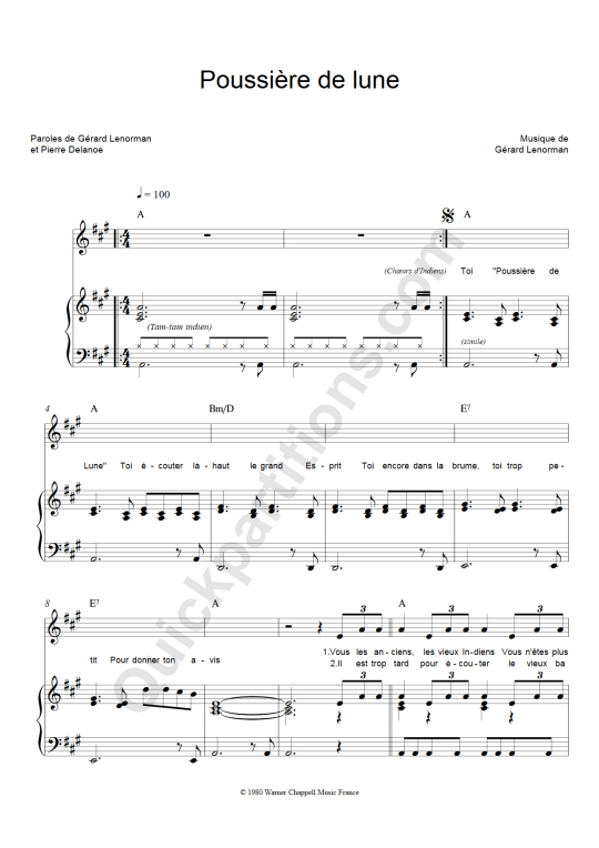 Poussière de lune Piano Sheet Music - Gérard Lenorman