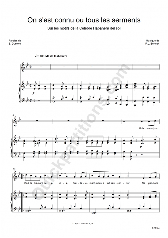 Partition piano On S'est Connu - Berthe Sylva
