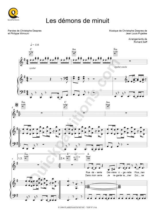 Partition piano Les démons de minuit - Images