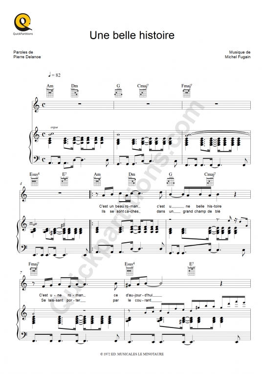 Une belle histoire Piano Sheet Music - Michel Fugain