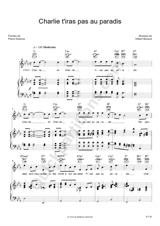 partition piano on ira tous au paradis