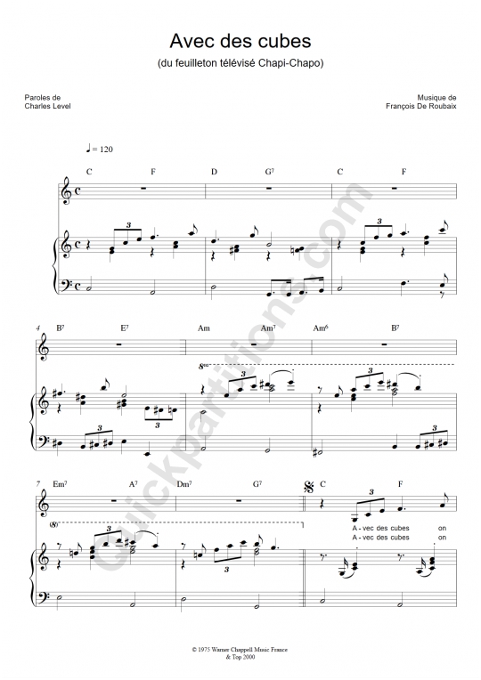 Avec des cubes Piano Sheet Music - Chapi Chapo